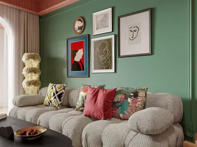 Luxury living room dining room interior scenes 50 3D model