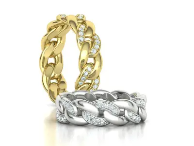 DIAMOND Cuban Link Heavy Chain Ring 7mm Wide 10US Size 3dmodel 3D print model