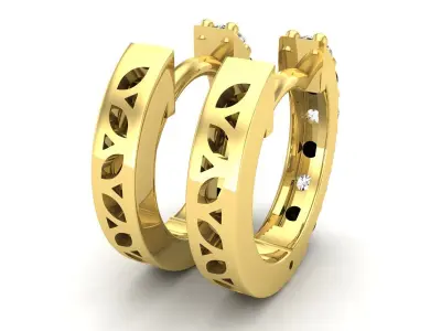 AV 596 Round Diamond Ladies Hoop Earrings 3D print model