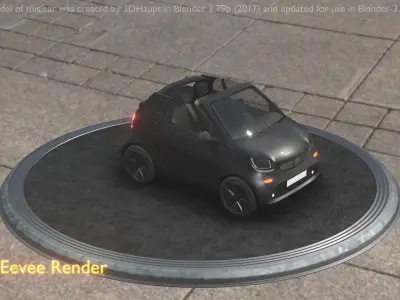 City Car 10 Small Cabrio Open Type-E Black Low-poly 3D model