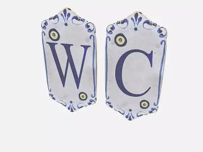 old stone wc sign Low-poly 3D model