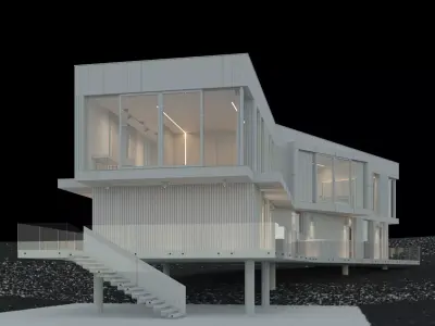 Modern house 5 with furniture 3D model