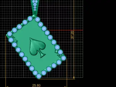 Ace of Spades Pendant   Diamond Border Luxury Card Jewelry STL 3D print model