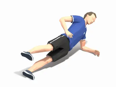 Side Plank With Leg Raise Exercise Man Animation Low-poly 3D model
