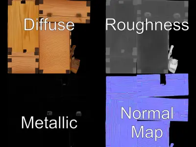 Wooden Treasure Box Model Pack Low-poly 3D model