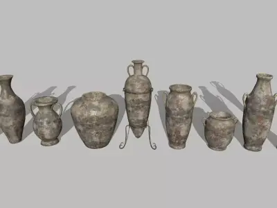 vase set greek vases Low-poly 3D model