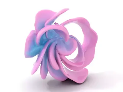 Iridescent Spiral Blossom model pack Low-poly 3D model