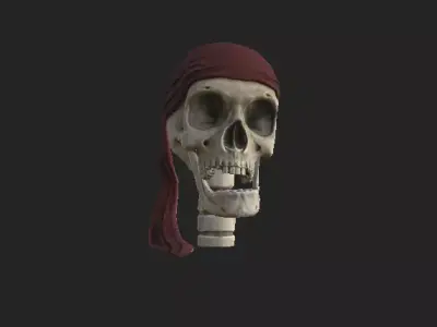 Pirate Skull head Low-poly 3D model