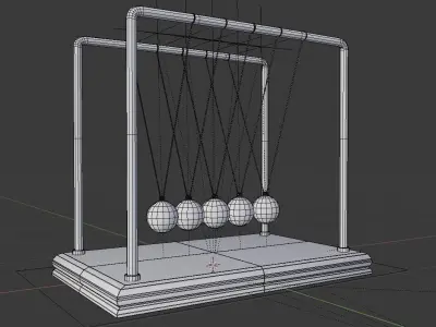 Newtons Pendulum Cradle Ball Rigged Animated Lowpoly PBR Low-poly 3D model
