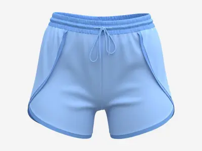 Fitness shorts for women blue 3D model