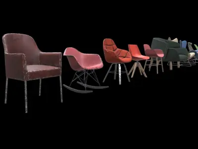 PBR Chairs - 20 Pieces Low-poly 3D model