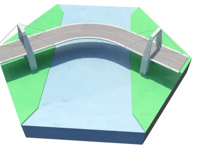 Road bridge hexagonal plant 3D model