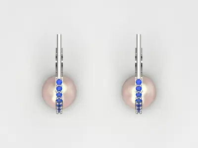pearl diamond gold earring pe0029 3D print model