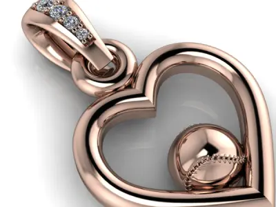 Baseball Heart Pendant Necklace Jewelry 3D print model