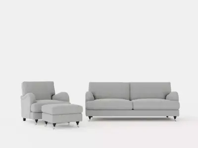 Howard Classic Sofa Group 3 5 Seater Armchair Footstool Gray Low-poly 3D model