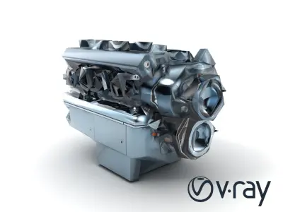 Inline 6-Cylinder Engine model pack with robust cast-iron block Low-poly 3D model