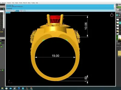 Luxury Rectangular Red Gemstone Ring for Men 3724 3D print model