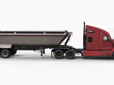 Kenworth T680 dumptrailer Low-poly 3D model