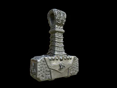 Stylized pendant Thor Hammer  3D print model