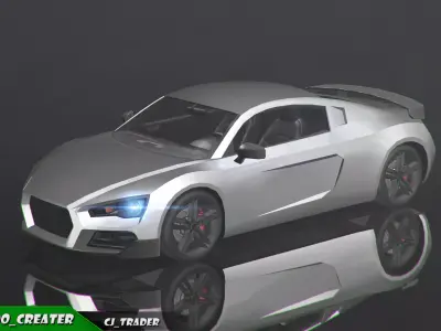Low-Poly Racing Car Audi R8 3D Model  Low-poly 3D model
