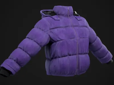 Purple and yellow winter jackets Low-poly 3D model