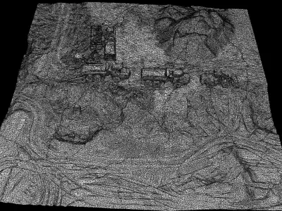 construction-site terrain trucks machinery pt4 dronescan Low-poly 3D model