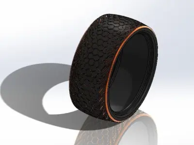 Tyre 3D model motorcycle tire with orange stripes 3D print model
