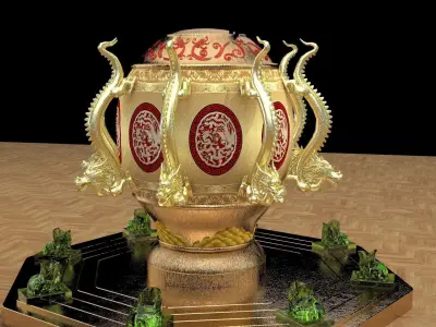 Chinese gold bronze burner   3D model