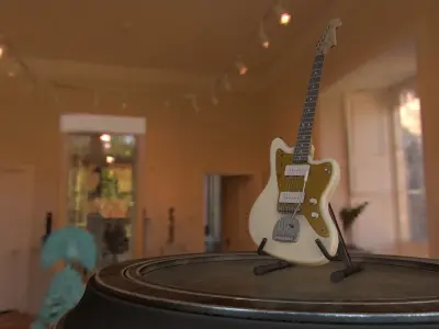 Squier Jazzmaster Electric Guitar Low-poly 3D model