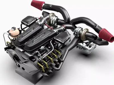 Twin-Turbo V10 Lamborghini Engine Low-poly 3D model