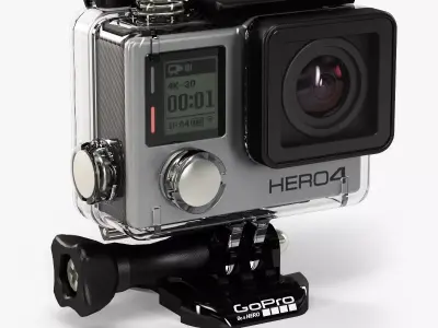 GoPro HERO4 Black Edition action camera with Waterproof Housing Low-poly 3D model