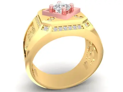 Luxury Square Diamond Signet Ring for Men  2958 3D print model