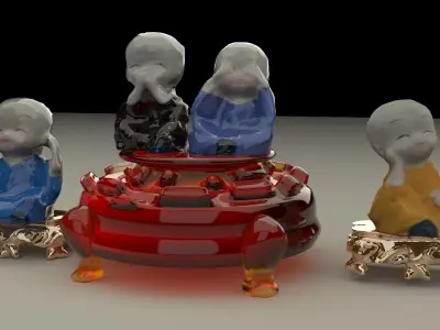 Chinese monk kids Low-poly 3D model