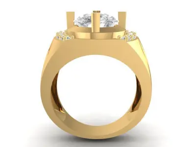 Luxury Men Round Gemstone Ring with Diamond Side Stones 3D  2047 3D print model