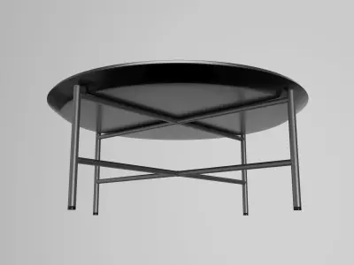Round metal table 02 Low-poly 3D model