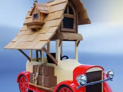 HomeCar toy car with cabin on roof 3D model