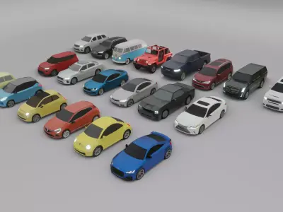 low-poly car pack - 20 cars Low-poly 3D model