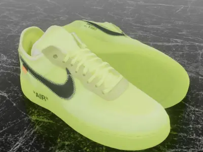NIKE AIR FORCE 1 LOW VOLT YELLOW 3D SHOES Low-poly 3D model