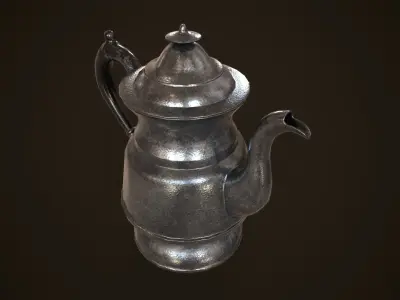 Vintage metal teapot Low-poly 3D model