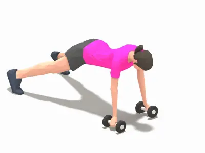 pushup forward raise Exercise Woman Animation Low-poly 3D model