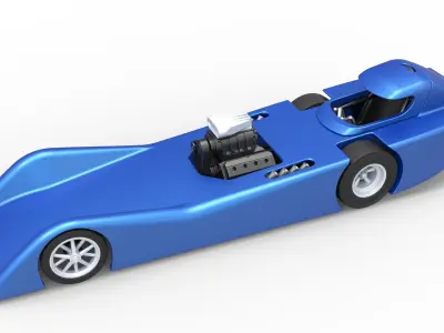 Front engine old school dragster with shell V6 Scale 1 to 25 3D print model