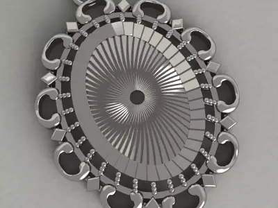 Vintage Victorian Ornate Oval Pendant STL 3D print model