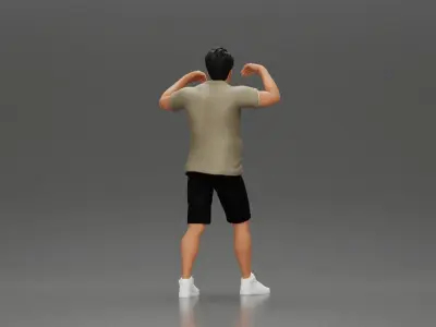 Man in shorts carrying girlfriend on shoulders 3D print model