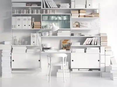 String system bookshelf with workspace 3D model