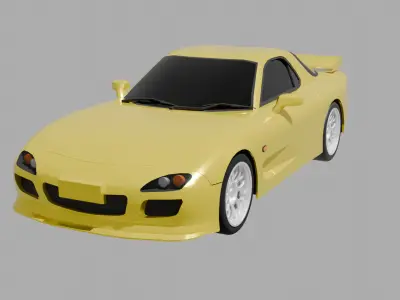 JDM Drift Car 3d Model - RX7 Style Low-poly 3D model
