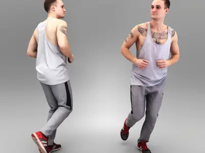 Running young man 388 Low-poly 3D model