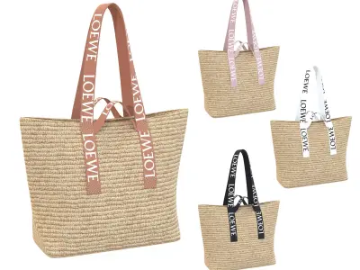 Loewe Fold Raffia Shopper Bag Low-poly 3D model