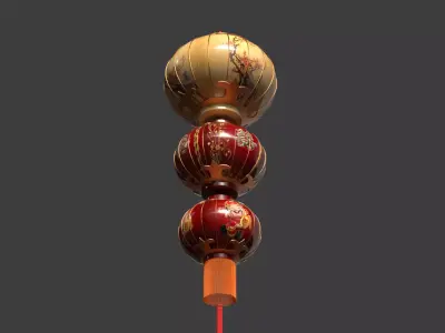 Chinese red  lantern  Low-poly 3D model