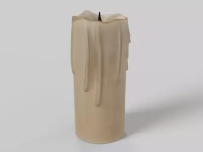 Melted Candle with Drips and Burnt Wick 3D model