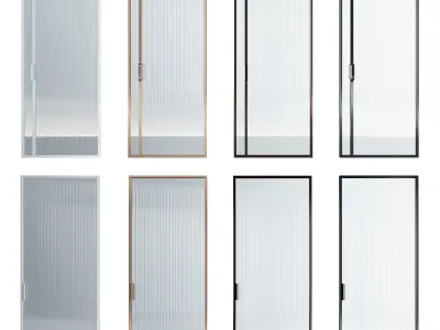 Glass door pocket and swing system black pink gold brown white  3D model
